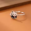 Moda Óleo Bonito Caindo Pequeno Panda Temperamento Animal Anel de Abertura Mulheres Atacado