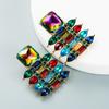 Pendientes de diamantes de imitación de colores de moda europea y americana, con diseño geométrico superbrillante, estilo bohemio retro para mujer