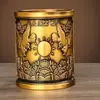 Porta-canetas de latão com ameixa, crisântemo, bambu e orquídea, decoração em relevo, quatro tesouros do escritório, decoração