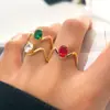 Anillos de Piedras Preciosas con Forma de Ola Más Vendidos en Europa y América, Versátiles Estilos Multicolor, Suministro Transfronterizo por Transmisión en Vivo, En Stock, Dropshipping de Una Pieza