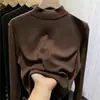 Camada Base de Pelúcia Meia-Gola para Meninas Inverno Infantil Estilo Coreano Roupa Íntima Quente Camiseta de Manga Longa com Estampa Fofa de Desenho Animado