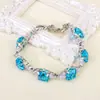 Conjunto de Pulseras Versátil de Moda Diamante Azul Super Flash Estilo Lujo Ligero Personalidad Cadena Elegante para la Clavícula Collar de Gama Alta Venta al por Mayor