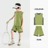 Traje Deportivo de Running para Niños Duoduo, Suave y Amigable con la Piel, Verano, Entrenamiento, Conjunto de Dos Piezas Transpirable, Chaleco y Shorts