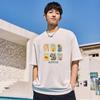 Verão divertido estampado manga curta camiseta masculina all-match gelo seda cool hong kong sabor solto meia manga top branco do casal