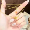 Nuevo Collar con Colgante de Calabaza Doble de Cristal de Hielo Chapado en Oro Estilo Chino, Cadena para Clavícula de Diseño de Estilo Nacional de Lujo Ligero de Gama Alta para Mujer