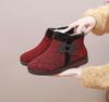 2023 Nuevos Zapatos de tela del Viejo Pekín para mujer, zapatos de algodón de invierno, lana pura, con felpa de algodón, suela de goma térmica antideslizante, estilo étnico
