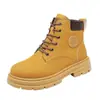 Botas Martin de caña alta nuevas con suela gruesa estilo británico para pareja zapatos acolchados de algodón modernos versátiles botas de trabajo algodón simple mismo estilo