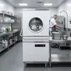 Máquina de Lavar Louça Comercial de Tampa Aberta 60 Cestas/Hora, Máquina de Limpeza de Louças para Restaurante e Hotel com Certificação CE, Tipo Fluxo Contínuo