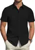 Comércio Exterior 2025 Novo Verão Manga Curta Cor Sólida Cardigã Masculino Camisa Casual Camisa Formal Roupa Masculina