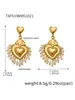 Acero Inoxidable Piedra Natural Borla Corona Corazón Estampado Cerámico DIY Multi-Accesorio Colgante Collar Aretes Set para Mujeres