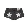 Shorts de Mezclilla Bajos con Lentejuelas de Estrella de Un Dilema Estilo Europeo y Americano Transfronterizos para Mujer Y2K Hot Girl Pantalones Cortos Calientes Venta al por Mayor