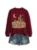 Amazon eBay Loja Independente Moda Casual Versátil Feminino Cacto Lua Estrelas Montanha Outono Inverno Moletom