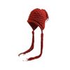 Gorro de lana hecho a mano con gran circunferencia de cabeza para mujer, gorro de punto cálido con protección para las orejas para estudiantes, otoño e invierno, 2023