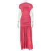 Vestido Elegante Europeo y Americano Transfronterizo Ajustado para Mujer, Vestido Bodycon de Retazos de Color Sólido, Vestido Largo sin Mangas de Cuello Alto Fruncido para el Trabajo