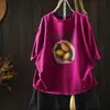 Top de Mujer Súper Elegante de Manga Corta 2026 Nueva Moda de Verano Holgado Talla Grande Moderno Versátil Estampado Tmht