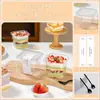 Caixa de mousse para bolo quadrada, descartável, transparente, embalagem para sobremesa, assar, tiramisu, lasanha, grau alimentício