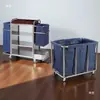 Carro de Lino para Habitación de Hotel de Acero Inoxidable Bolsa de Lino para Casa de Huéspedes Carro de Empuje de Lino Silencioso Engrosado Carro de Bocas para Limpieza Multifuncional