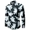 Camisa de Manga Larga Casual Holgada Transpirable para Hombre Serie de Halloween Marco de Calavera Europeo y Americano Transfronterizo Impresa en 3D