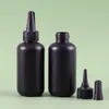 En Stock Botella de Plástico Dispensadora de Tinta Negra de 100ml con Boquilla Puntiaguda, Botella Redonda de PE con Tapa de Aleta de Pez, Botella Vacía Corta y Gordita