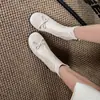 Botines Adelgazantes Estilo Coreano Suave Lazo Suela Silenciosa 2026 Otoño/Invierno Tacón Grueso Tacón Medio Punta Redonda Elásticos Ajustados al Tobillo Mujer