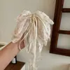 Presilha de rabo de cavalo suave e elegante com laço e fita, presilha de cabelo de alta qualidade para mulheres, presilha tipo tubarão estilo coreano