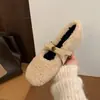 Zapatos Mary Jane, Zapatos de Lana de Cordero de Suela Blanda para Mujer, Elevación Interna Suave para Otoño e Invierno, Bocas Poco Profundas Versátiles, Felpa Nueva Estilo 2025