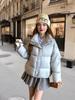 95% Plumón de Pato Blanco 2026 Nuevo Estilo Cuello Alto Corta Engrosada Color Sólido Chaqueta Acolchada Abrigo de Plumón Cálido para Mujer