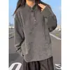 Camiseta Retro Americana de Pana con Mangas Largas para Hombre, Elegante Polo con Cuello Mao como Capa Interior para Pareja