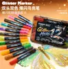 Nova Caneta Marcadora Flash de Duas Cores com Ponta Dupla 12 Cores 6 Caneta Flash para Pintura com Ponta Macia Caneta Aquarela Fabricante Atacado