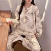 Novos Pijamas para Mulheres na Primavera e Outono Algodão Imitado com Bojos, Mangas Longas, Desenhos Animados Doces, Podem Ser Usados Fora, Conjunto de Roupas para Casa Little Red Book