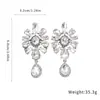 Pendientes de Clip de Flor de Cristal Europeos y Americanos con Forma de Gota de Agua Pendientes de Temperamento Exquisitos y de Moda Pendiente de Lujo Ligero de Alta Gama Sentido del Diseño de Pendientes Nicho