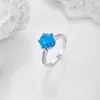 Anillo de Ópalo Plata 952 Simple Lujo Ligero Ópalo Azul Ópalo Blanco Anillo de Seis Garras Estilo Caliente Transfronterizo Fabricante Mayorista