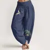 Pantalones Casuales Versátiles de Moda Estilo Nuevo 3D Estampado Digital Europeo y Americano Transfronterizo Pantalones Tailandeses para Mujer de Algodón Puro Estampado Directo Pantalones Largos de Primavera y Verano