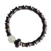 Pulsera unisex de cuentas de sándalo verde, sección de bambú y ébano con piedra luminosa, sección de anillo para correr, de un solo círculo y gran altura, para hombres y mujeres.