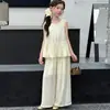Conjunto de Verano para Niñas 2026 Estilo Nuevo: Conjunto de dos piezas para niña: Blusa tipo muñeca con mangas acampanadas y Pantalones anchos de verano para niños grandes