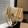 Bolsas Femininas 2024 Nova Moda Tendência Primavera e Verão Versátil Bolsa de Ombro Transversal Bolsa de Corrente Matelassê