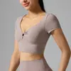 Roupas de yoga leves, com sensação de "quase nada", para mulheres, de secagem rápida, respiráveis, tops esportivos de manga curta e manga longa, tops de fitness, em estoque, direto do fabricante