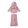 Conjunto de Niña Primavera Nuevo 2025 Estilo Coreano de Moda Sudadera con Capucha de Conejo para Bebé Pantalones de Campana Conjunto de Dos Piezas Moderno