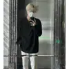 Camiseta Masculina de Manga Longa com Gola Americana Henry para Primavera e Outono, Waffle, Solta, Casual, Camisa para Camadas Internas, Moletom