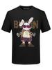 Camiseta de manga corta para hombre con estampado de diamantes de imitación de conejo maduro estable para hombre de verano de media manga de algodón mercerizado Ice Silk de alta calidad de gran tamaño