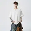 Camiseta Multicolor Estilo Retro Americano Desgastado para Hombre, Verano Cuello Redondo Manga Corta, Diseño Único Casual Manga Media Ropa Interior
