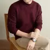 El suéter básico versátil de cuello redondo para hombre más vendido en Amazon transfronterizo, de punto grueso, cálido, en stock, con forro polar