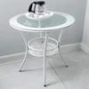 Mesa Redonda Pequena de Armazenamento para Varanda Moderna Simples Rattan Vidro Mesa de Centro Redonda Mesa de Jantar Redonda Mesa de Centro Pequena Mesa de Lazer Mesa de Jantar