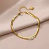 Tornozeleira de concha com borla dourada de aço inoxidável, à prova d'água e ajustável, joia marinha, presente