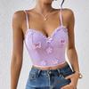 Sutiã de Bojo com Barbatanas Florais Transfronteiriço com Botões, Roupa Externa Estilo Garota Spicy, Bordado de Borboleta, Camisola Sexy Estilo Europeu e Americano