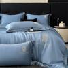 Lujo Ligero de Alta Gama Seda Lavada Verano Juego de Cuatro Piezas Verano Sedoso Desnudo Edredón Cubre Edredón Sábanas Ropa de Cama Juego de Tres Piezas
