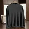 Novo suéter de cashmere outono e inverno para homens, gola alta discreta, cor sólida, suéter de malha base de lã casual de negócios