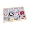 Bandeja expositora para caja de joyería de bambú y madera, caja de almacenamiento para anillos, bandeja para collares, accesorio de exhibición para pulseras y accesorios