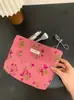 Bolsa de Cosméticos com Flores Bolsa Portátil para Armazenamento de Cuidados com a Pele Bolsa Pequena de Lona Bolsa Interna Bolsa de Lavar para Viagem Carteira