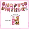 Novedad Transfronteriza Más Vendida Rosa Perro Tema Infantil Fiesta Vajilla Platos de Papel Servilletas de Papel Manteles Suministros de Decoración